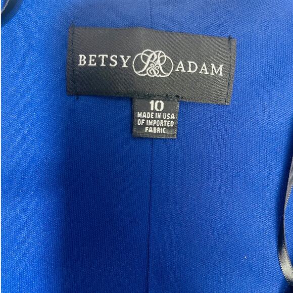 BETSY & ADAM sz 10 L blue silver chiffon long sleeve ruffle hi low dress NWT B53 - Picture 5 of 9